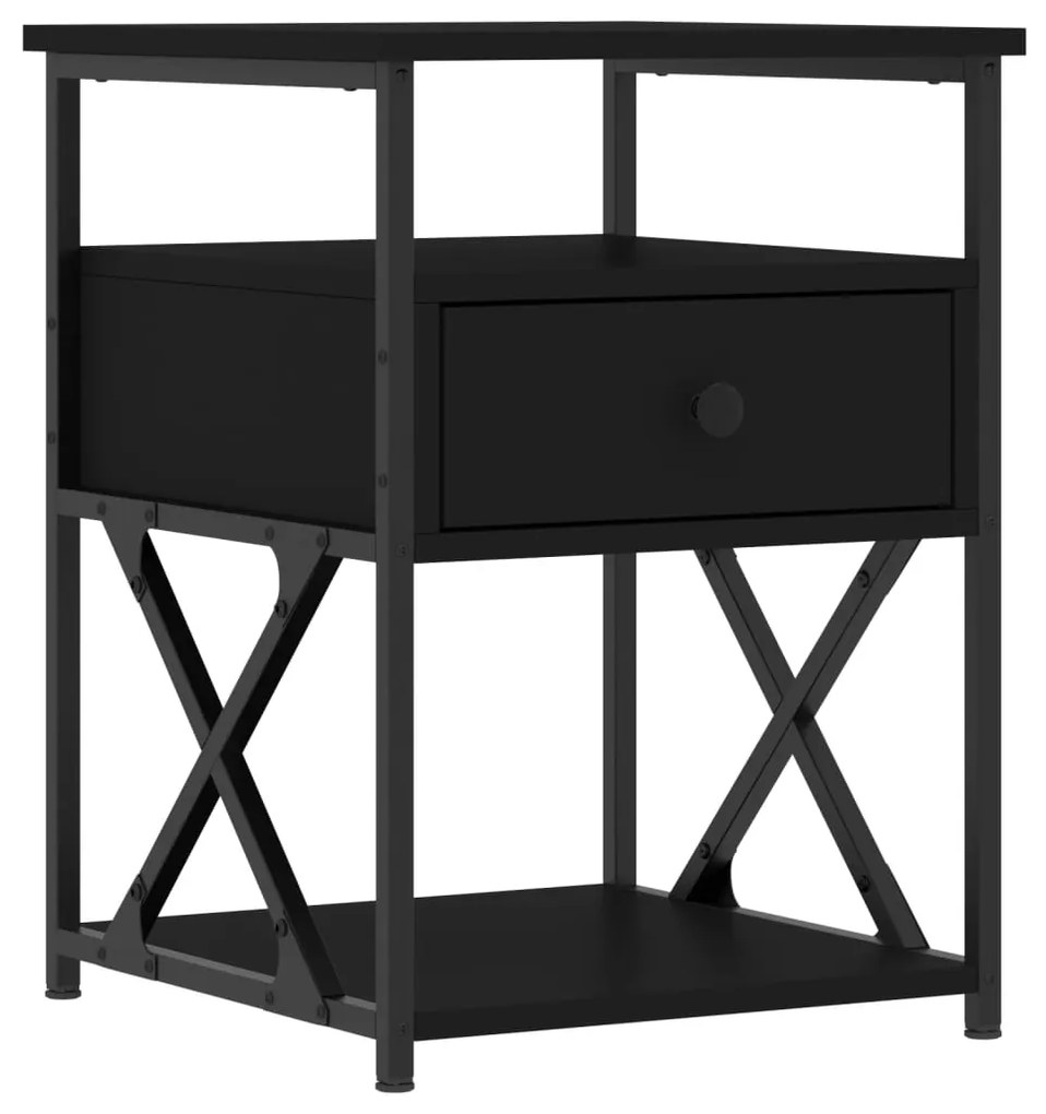 Mesa de cabeceira 2 pcs 40x42x55 cm derivados de madeira preto