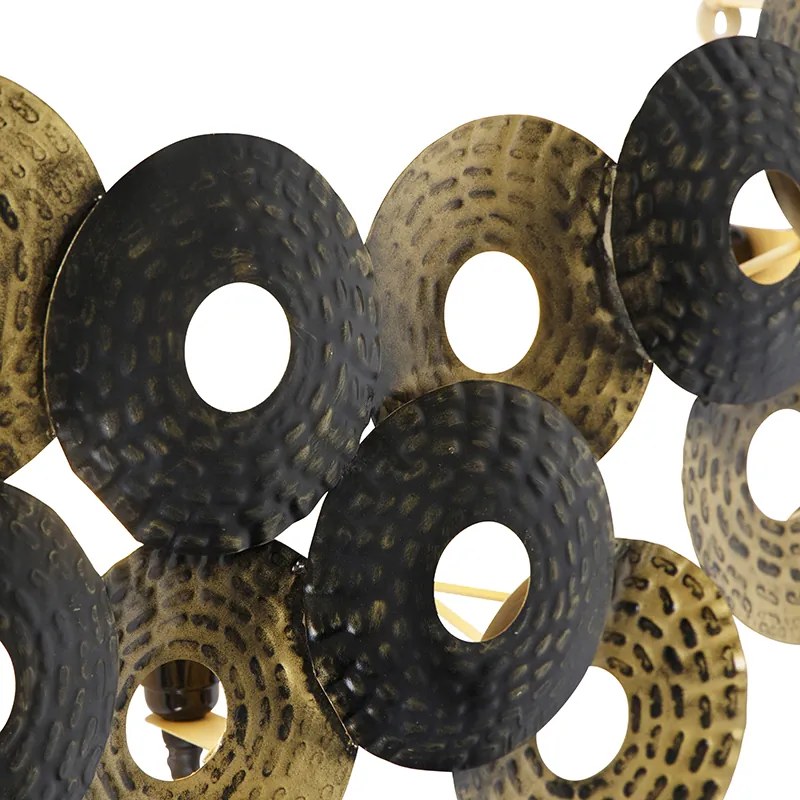 Candeeiro de parede Art Déco oriental dourado antigo 3 luzes - Balla