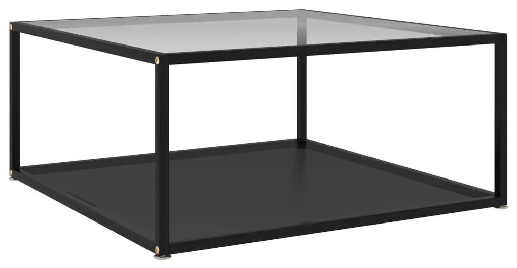 vidaXL Mesa de centro 80x80x35 cm vidro temperado transparente e preto