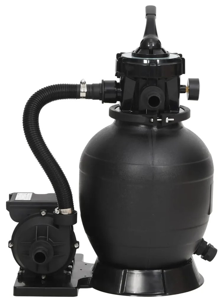 Filtro de areia p/ piscina com válvula de 6 vias preto