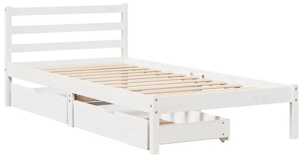 Cama sem colchão 100x200 cm madeira de pinho maciça branco