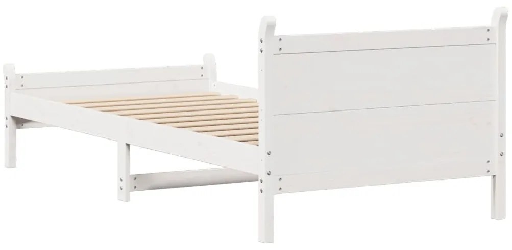 Cama sem colchão 90x200 cm madeira de pinho maciça branco