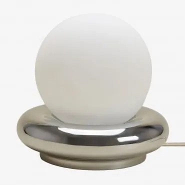 Lâmpada De Mesa Em Cerâmica Com Bola De Cristal Kryx Cinza Cromado - Sklum