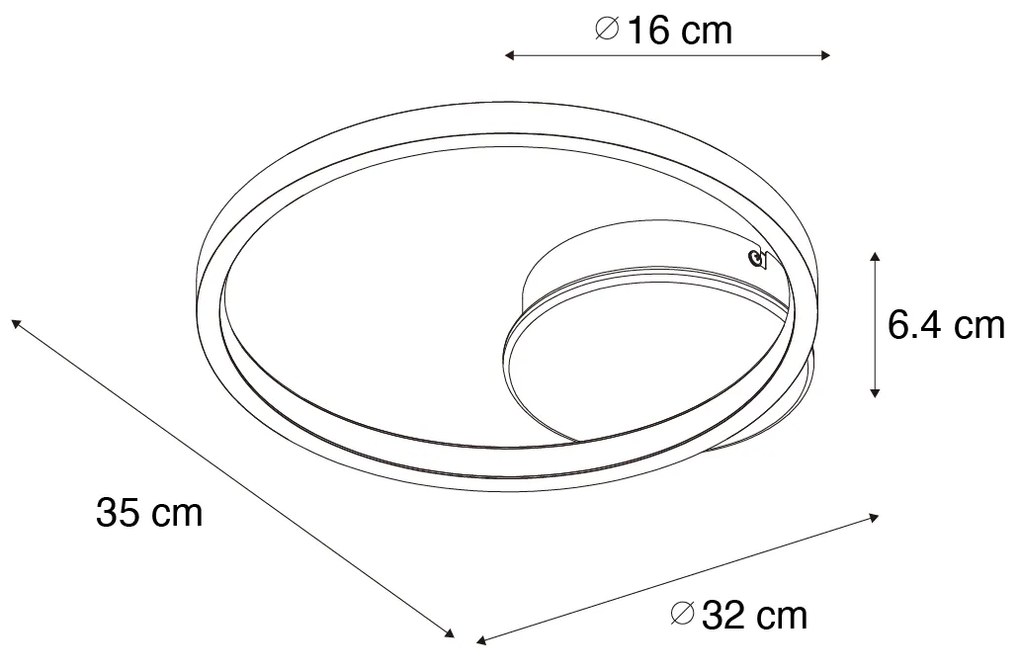 Plafon Moderno Preto com Madeira Incl. LED Regulável em 3 Níveis - Alec