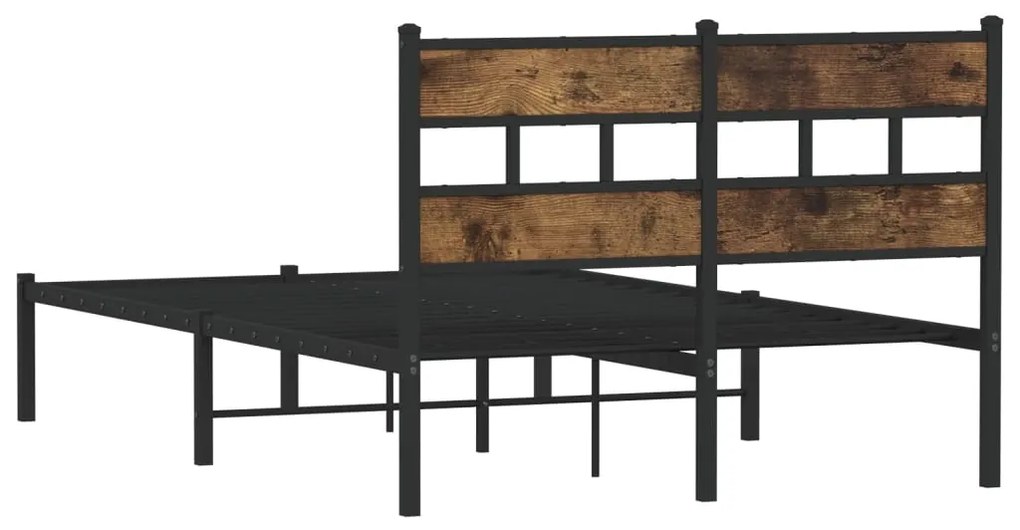 Estrutura de cama sem colchão 120x200 cm metal carvalho fumado