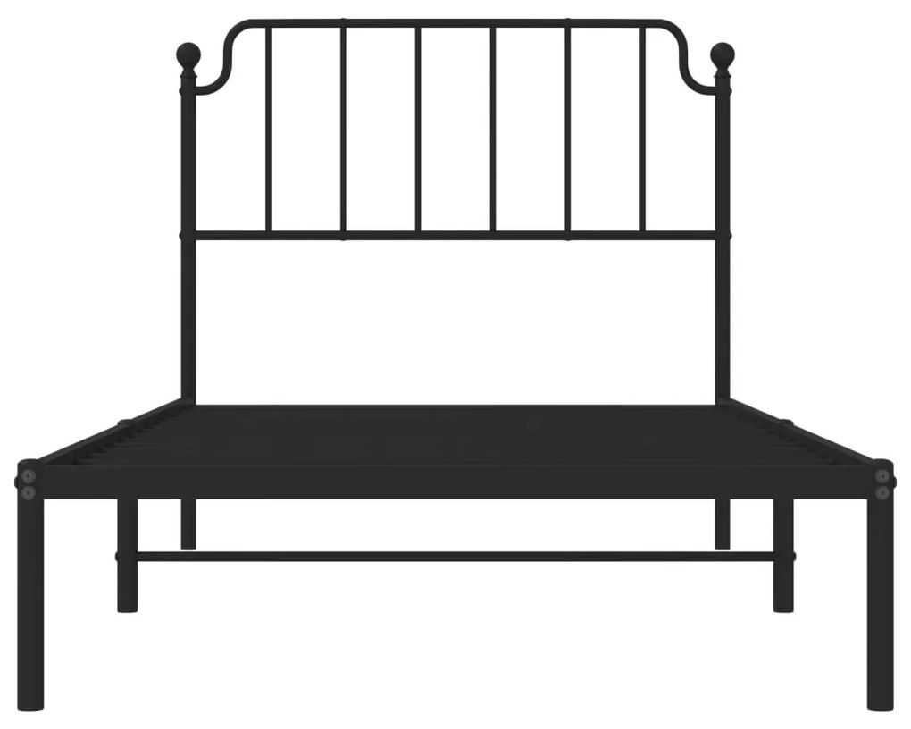 Estrutura de cama com cabeceira 100x190 cm metal preto