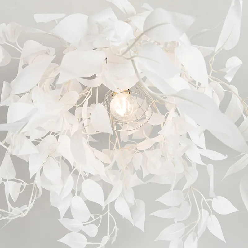 Lâmpada de teto romântica branca com folhas - Feder Moderno