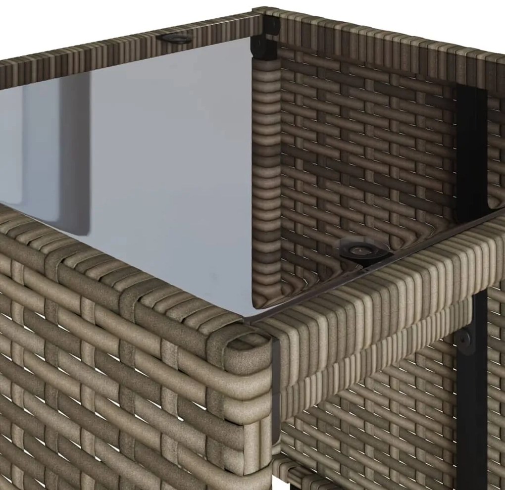4 pcs conjunto sofás de jardim c/ almofadões vime PE cinzento