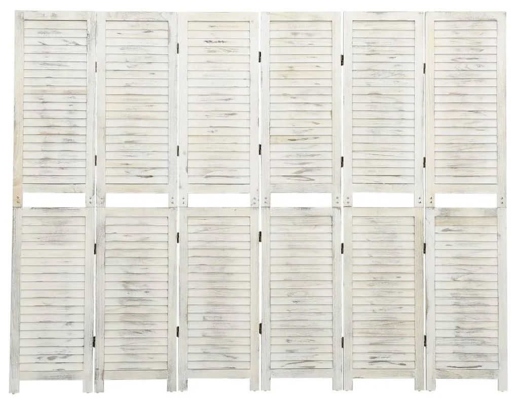 vidaXL Biombo com 6 painéis 215x166 cm madeira branco antigo