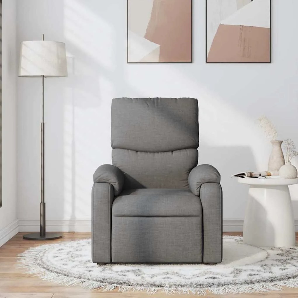 Poltrona de massagens reclinável tecido cinzento-escuro