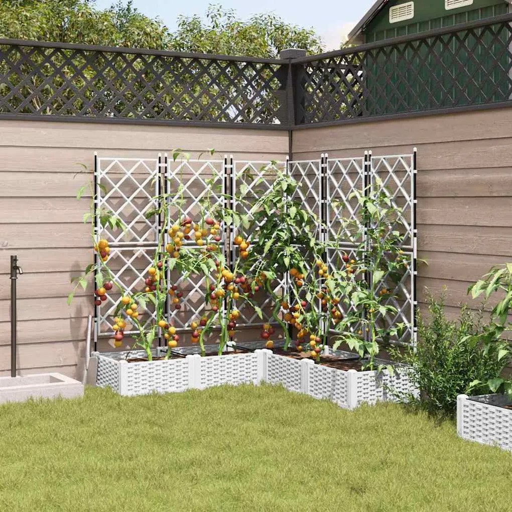 Vaso de Jardim com Treliça 5 pcs Branco 120x120x125.5 cm