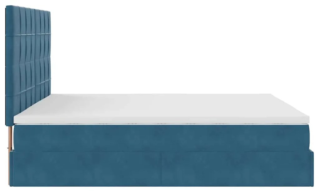 Estrutura cama otomana colchões 180x200 cm veludo azul escuro