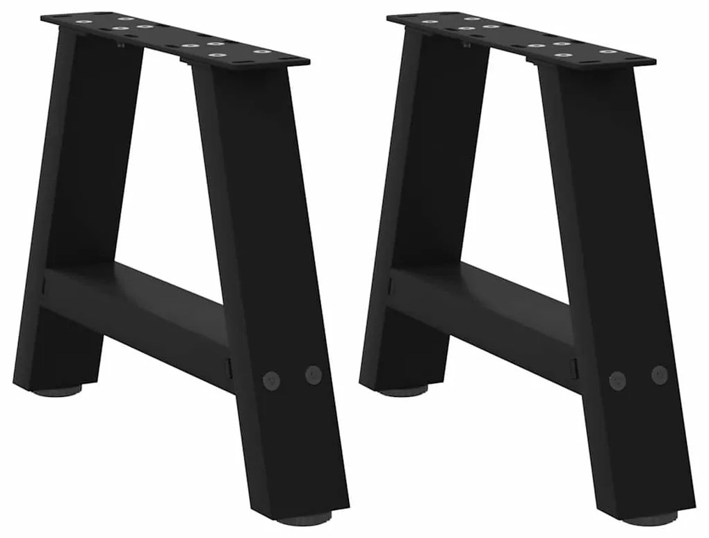 vidaXL Pés para mesa de centro em formato A, 2 peças, preto, 40x(30-31) cm, aço