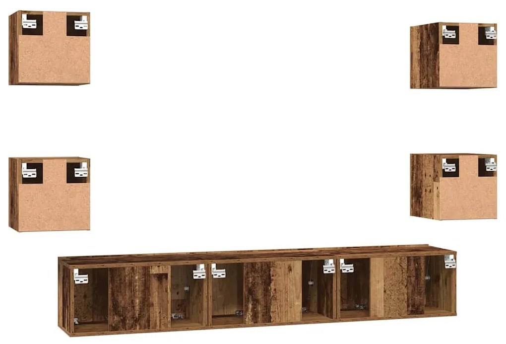 Conjunto de móvel de TV 7 pcs Madeira antiga 60 x 30 x 30 cm