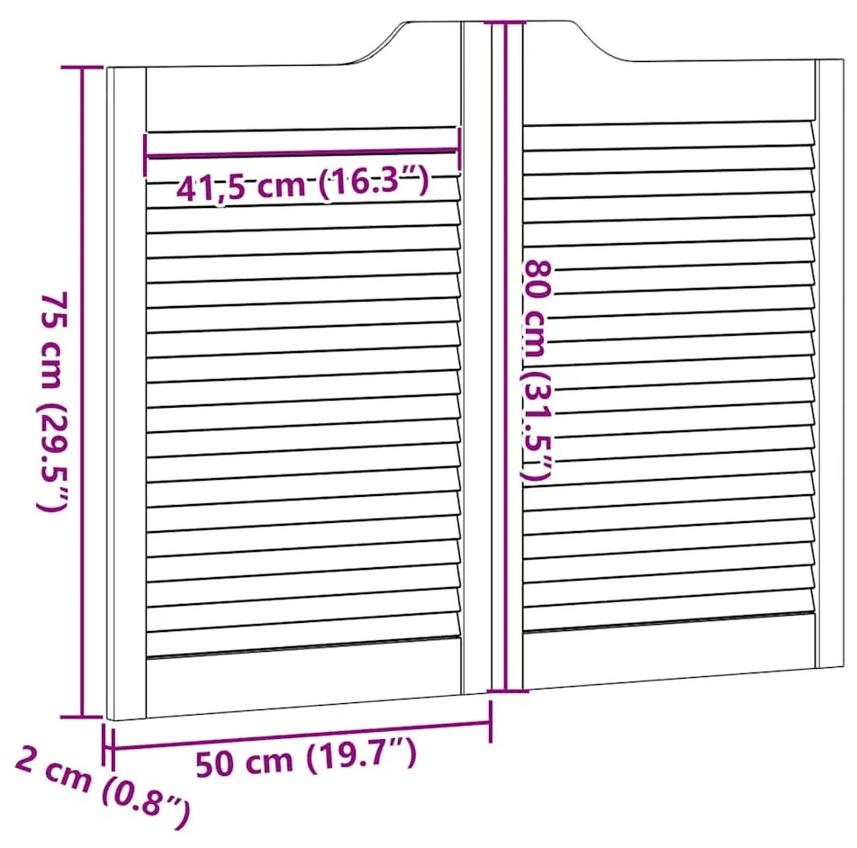 Portas de batente design de persiana 2-Par 80x100 cm branco