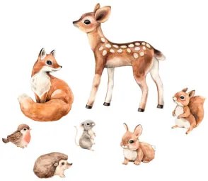Adesivo animais quarto infantil - Raposa, corço, esquilo