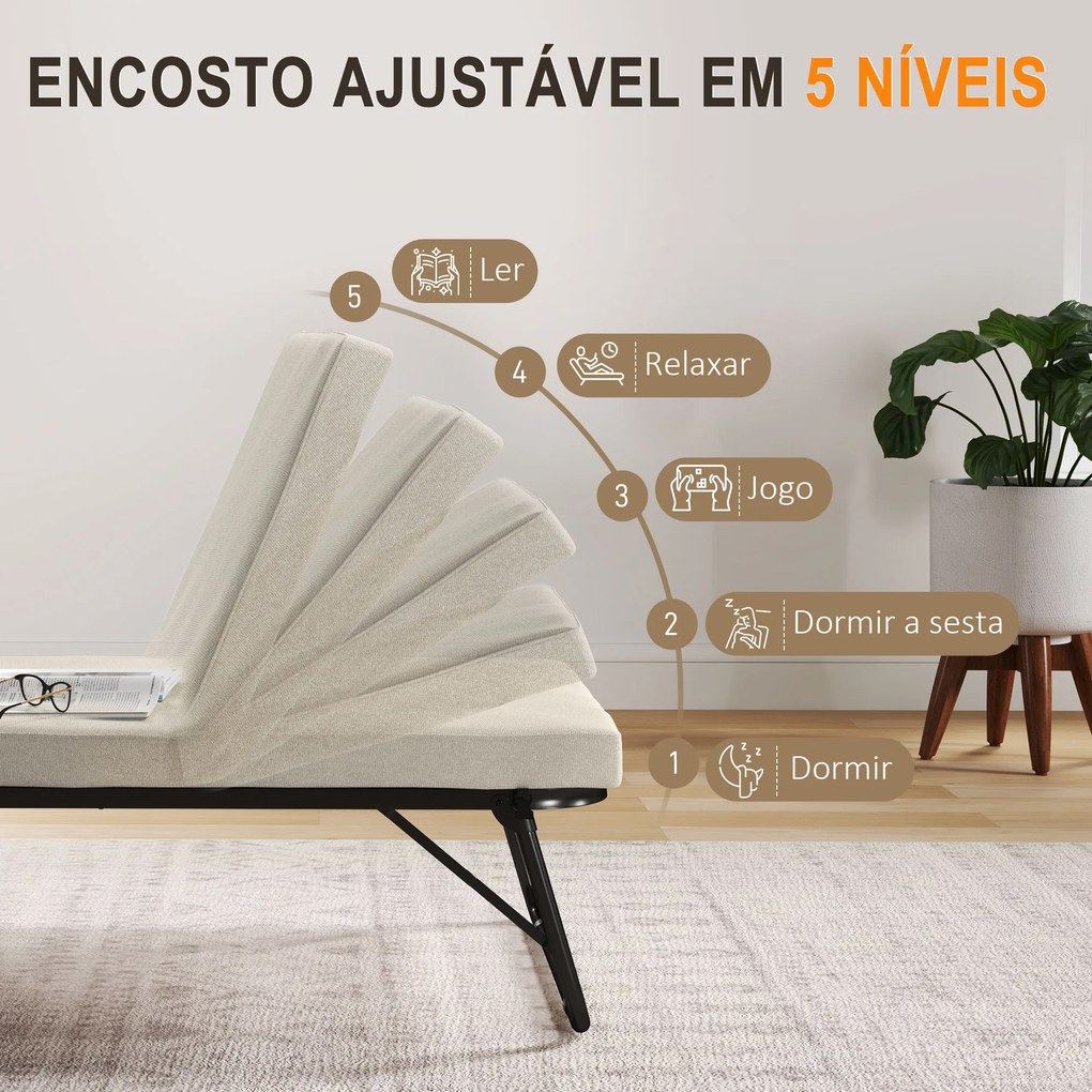 Cama Dobrável 70x180 cm com Colchão de Espuma Cama Dobrável com Encost