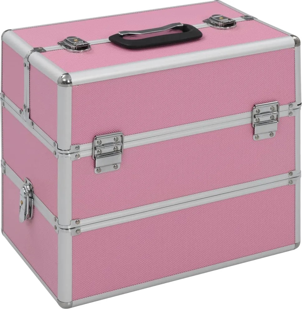 vidaXL Caixa de maquilhagem 37x24x35 cm alumínio rosa