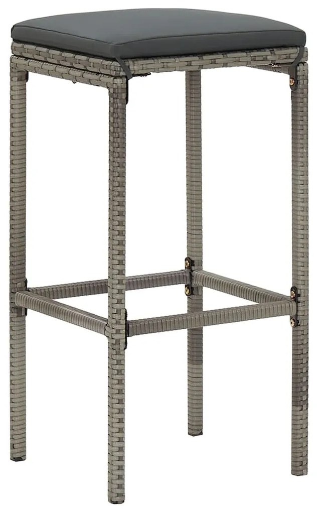 5 pcs conjunto de bar p/ jardim acácia maciça/vime PE cinzento