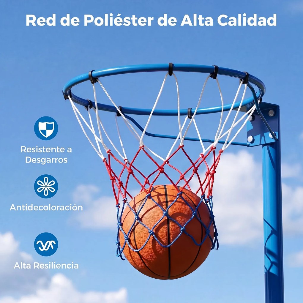 Suporte de aro de basquetebol azul, com altura ajustável, base estável, sem tabela, para interior e exterior, 105-255 cm, azul,