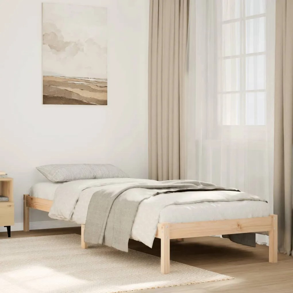Cama extra longa sem colchão 100x220 cm madeira de pinho maciça