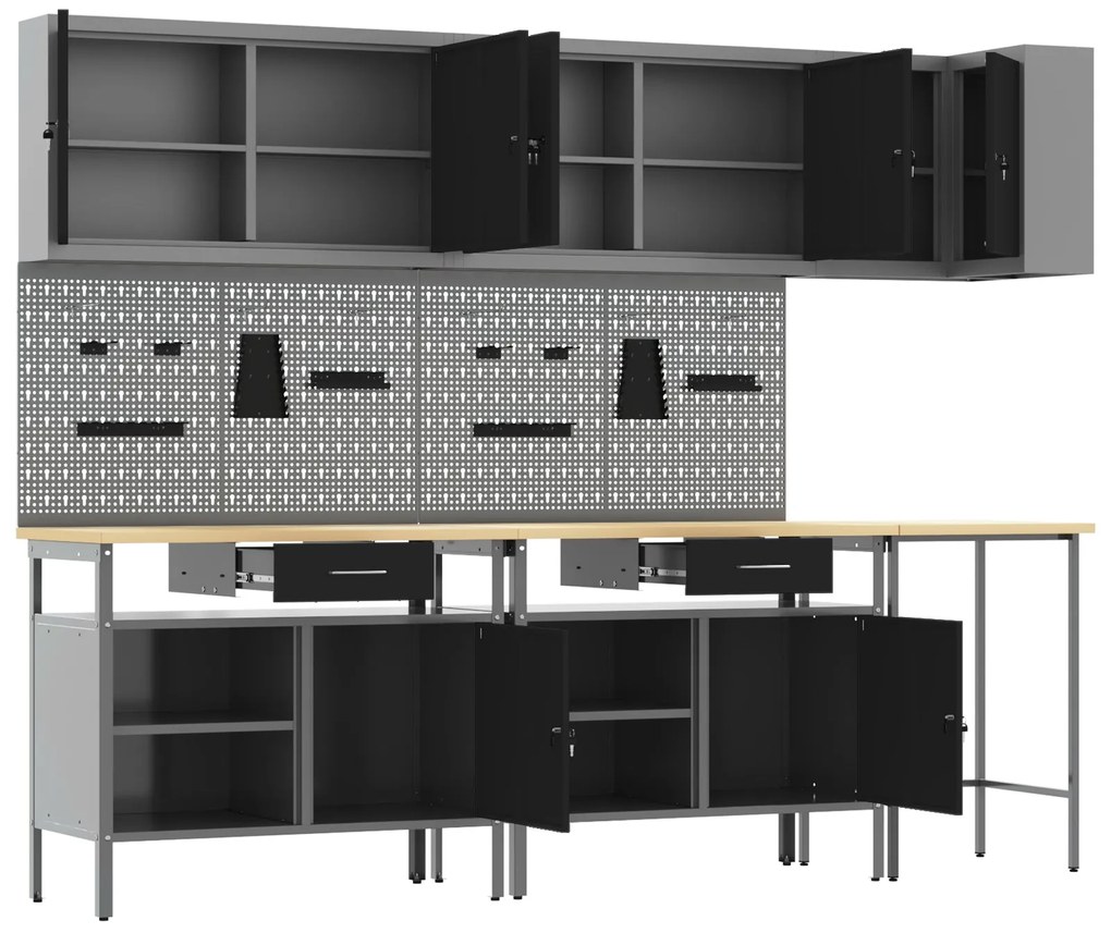 Conjunto de Mesas de Armazenamento de Ferramentas vidaXL com 10 Peças