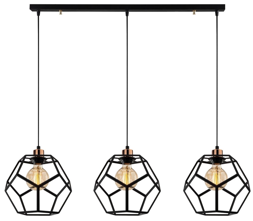 Chandelier Degirmen – Preto e Bronze – 96 x 26 cm