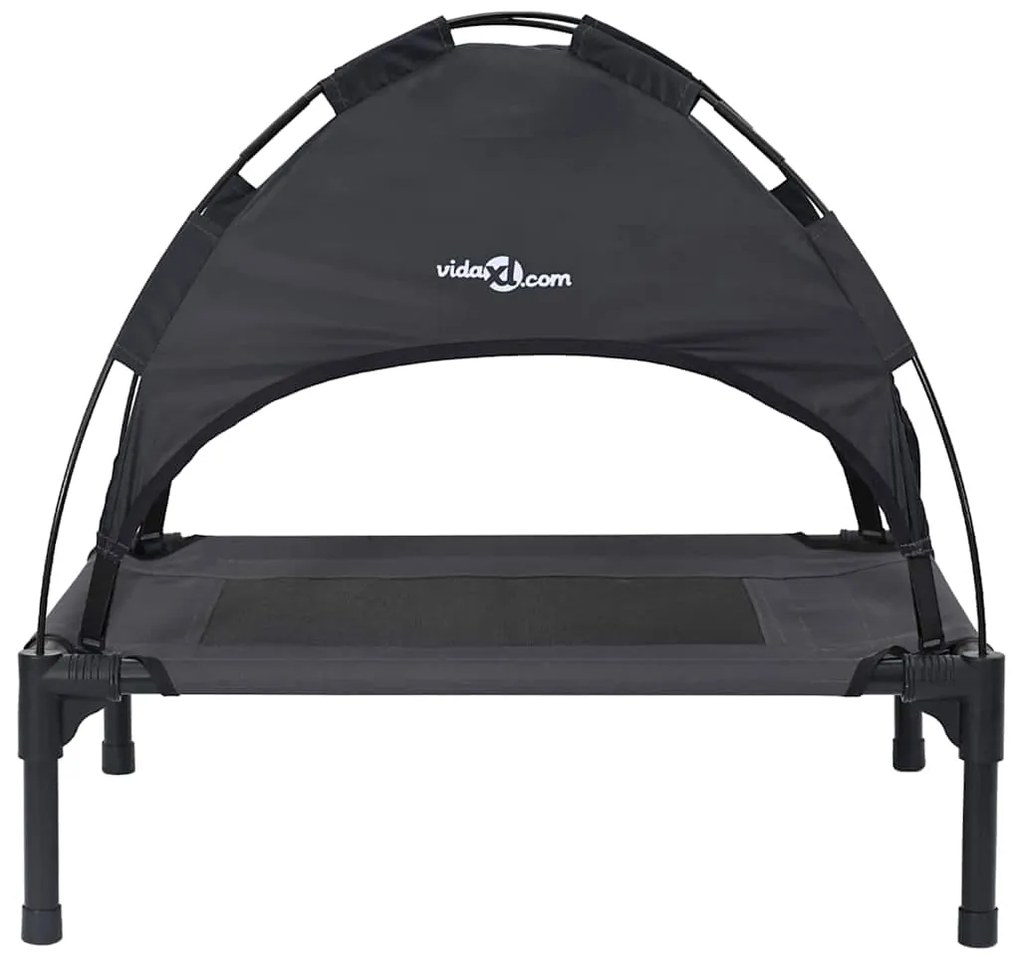 Cama Elevada para Cão Preto Tecido de Poliéster, Estrutura de Metal