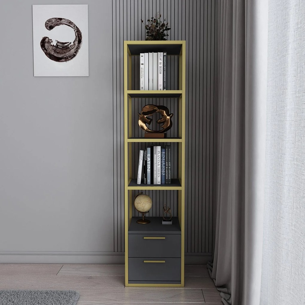 Estante Robbins – Dourado e Antracite – 39x39x160 cm