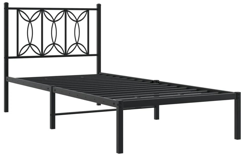 Estrutura de cama com cabeceira 90x200 cm metal preto