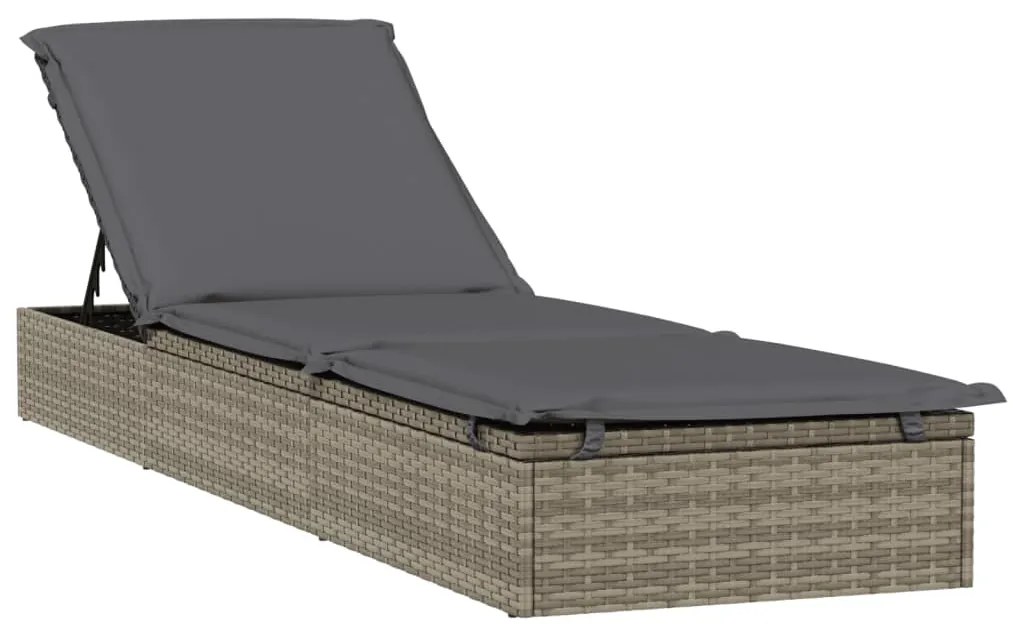 Espreguiçadeiras com mesa 2 pcs vime PE cinzento