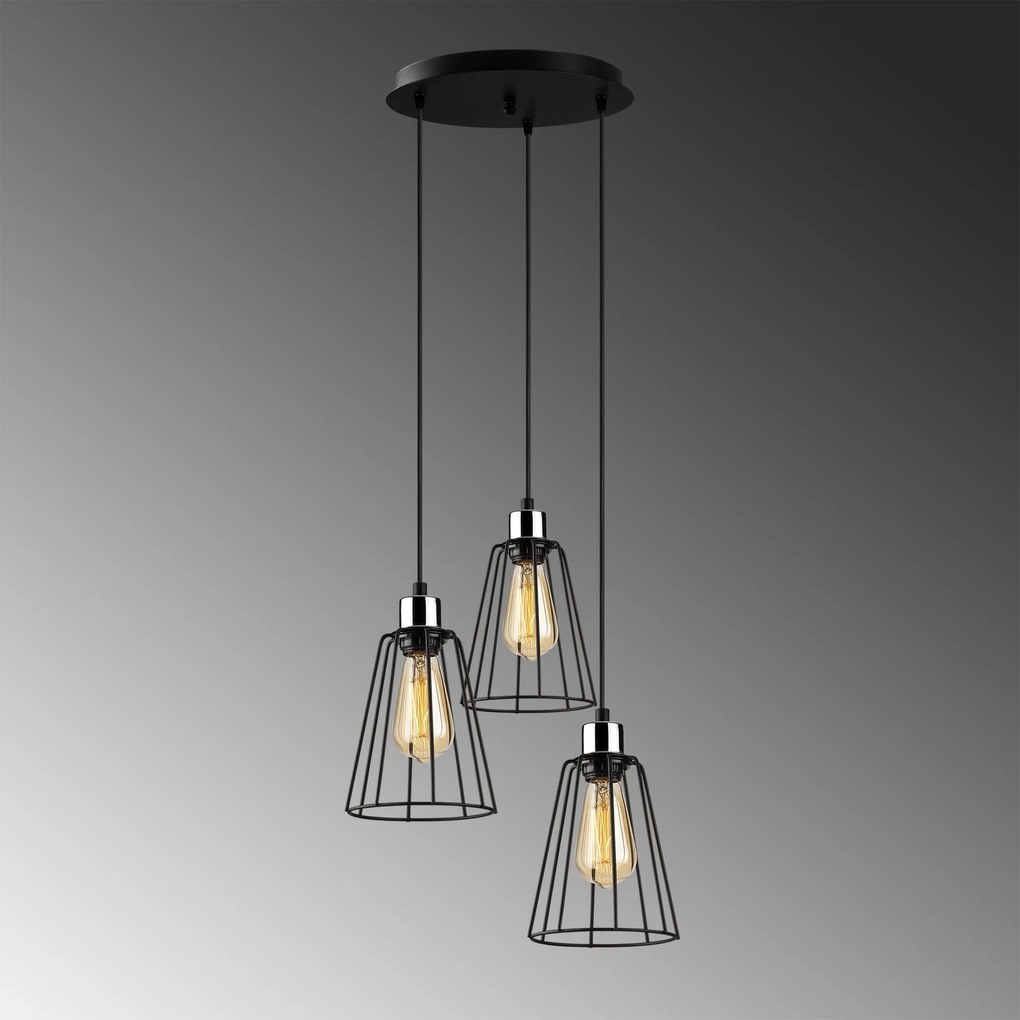 Candeeiro de Teto Tel – Preto – 34 cm de Diâmetro