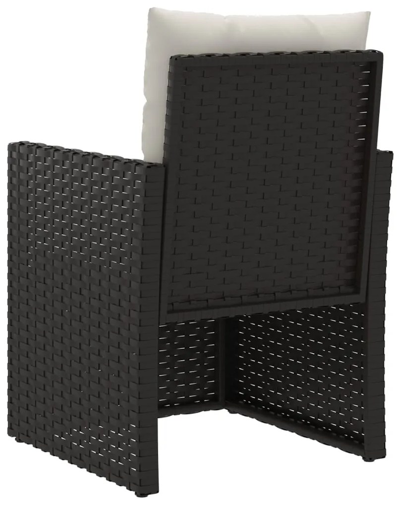3 pcs conjunto lounge de exterior c/ almofadões vime PE preto