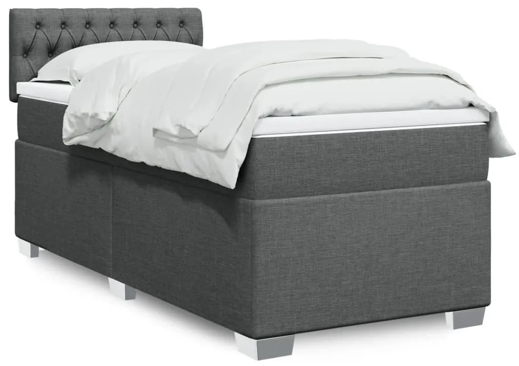 vidaXL Cama com molas/colchão 80x200 cm tecido cinzento-escuro