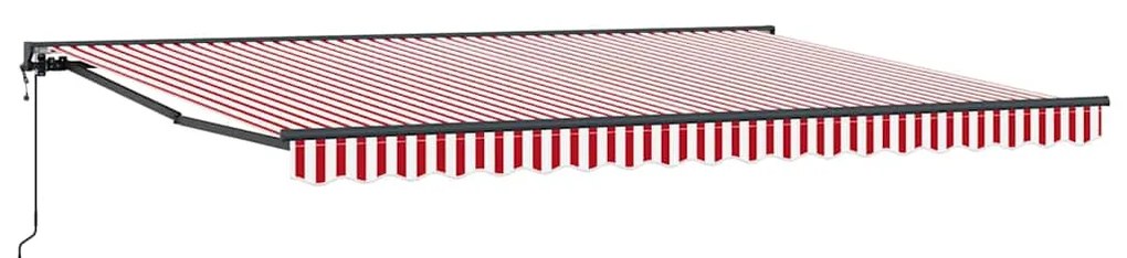 Toldo Retrátil Manual Listrado Vermelho e Branco 450x300 cm