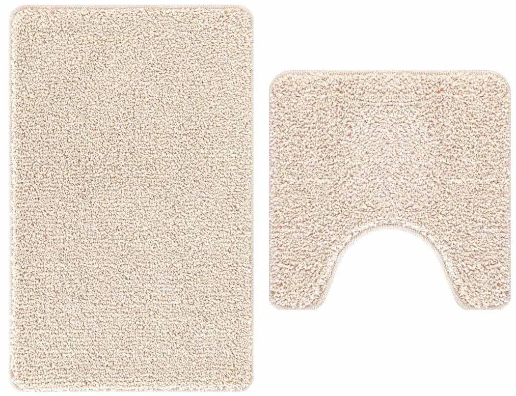 Conjunto de 2 Tapetes de Banho vidaXL Creme Polipropileno Antiderrapan