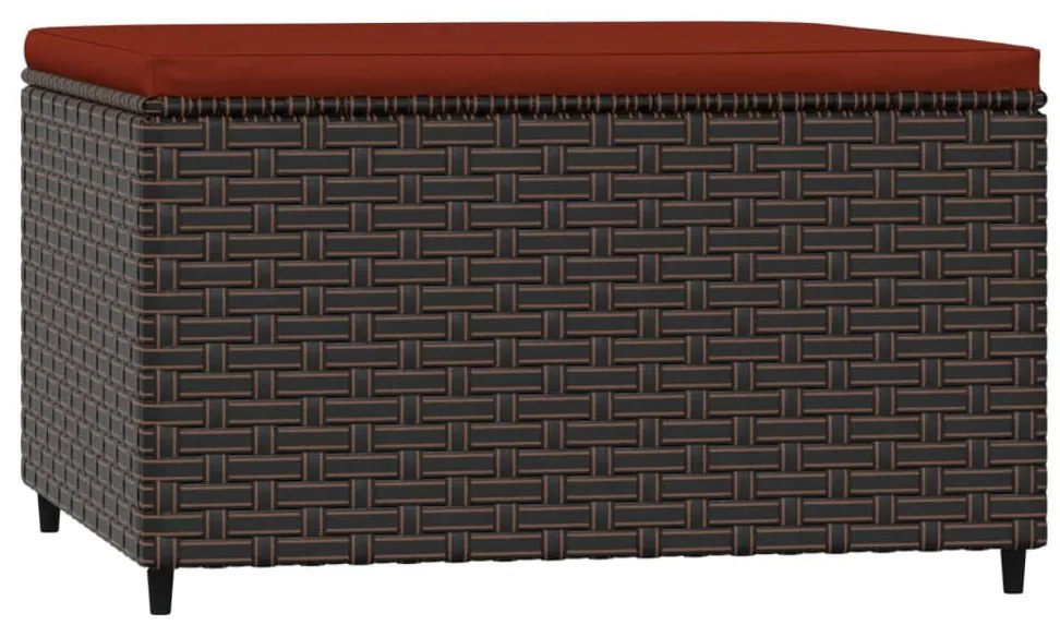 Apoios de pés para jardim com almofadões 2 pcs vime PE castanho