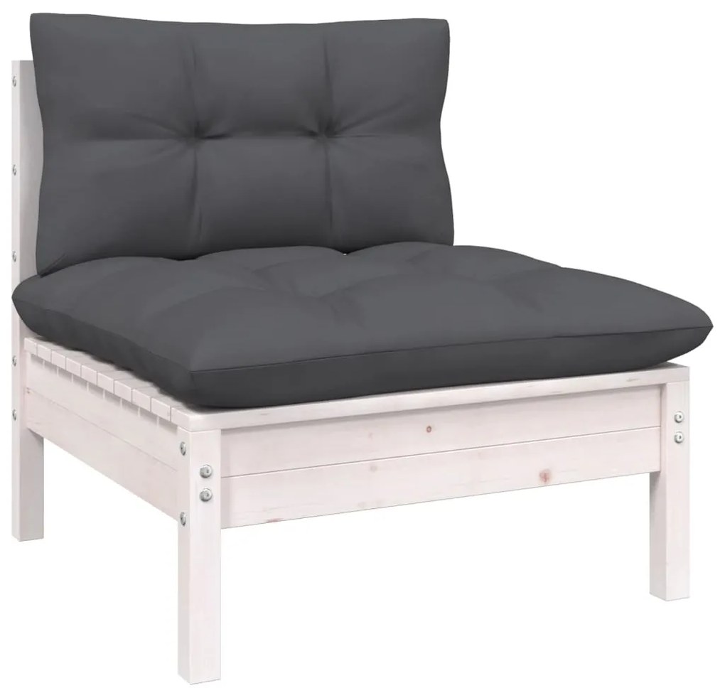 7 pcs conjunto lounge de jardim c/ almofadões pinho branco