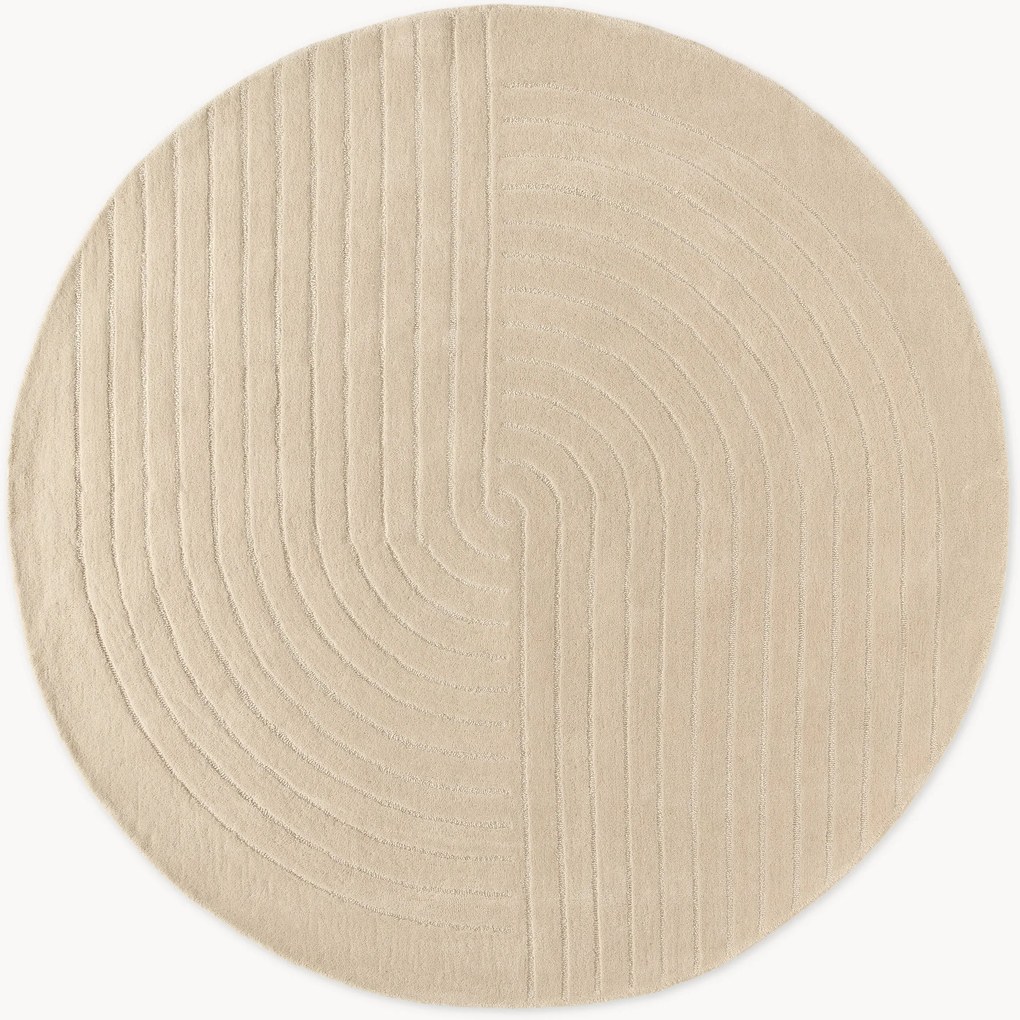 Tapete redondo de lã artesanal Mason