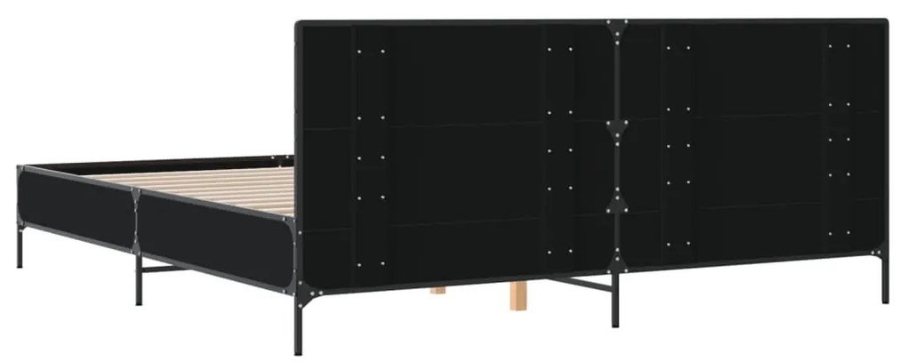 Estrutura de cama 200x200 cm derivados de madeira/metal preto