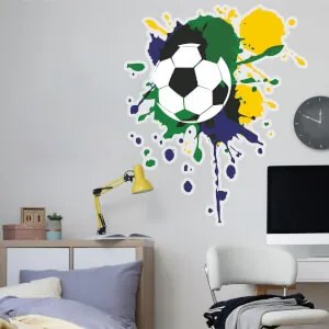 Autocolante de parede colorido - Bola de futebol com pintas