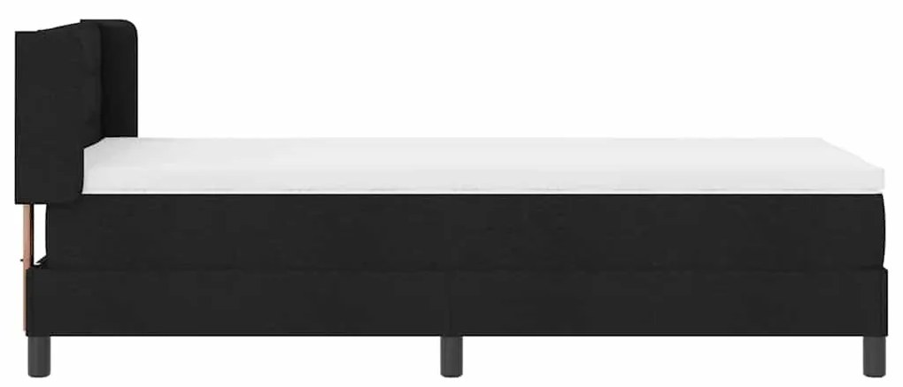 Cama Box com cabeceira Preto 90 x 190 cm Tecido e Espuma