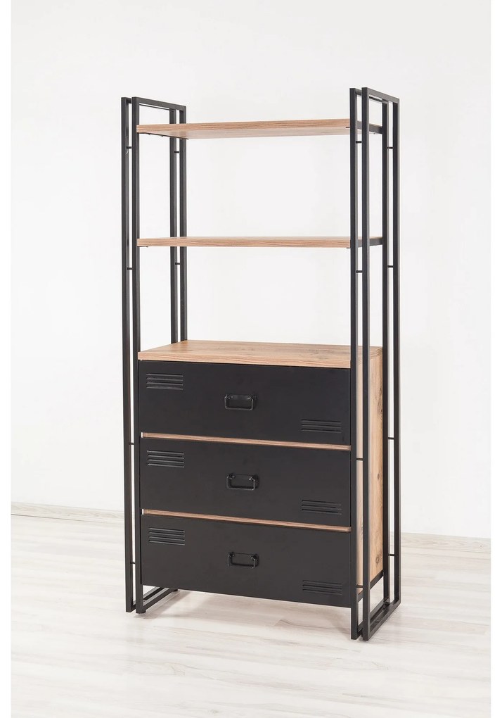 Estante Cosmo – Pinho Atlântico Preto – 90x180x35 cm