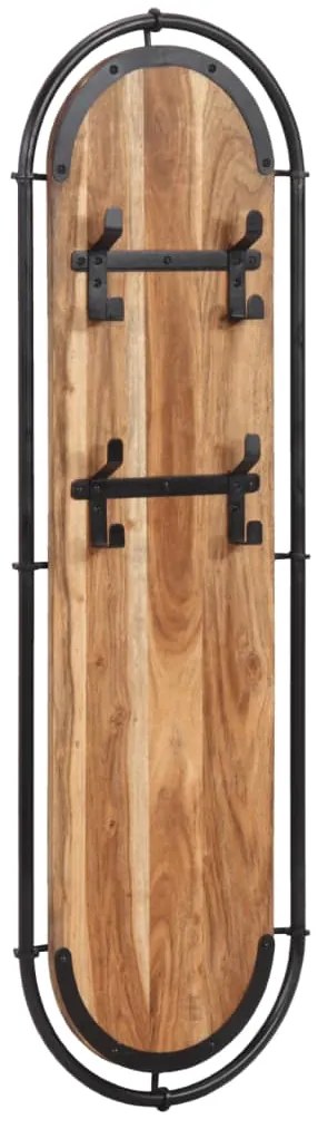 Cabides de parede com 4 ganchos 2 pcs madeira de acácia maciça