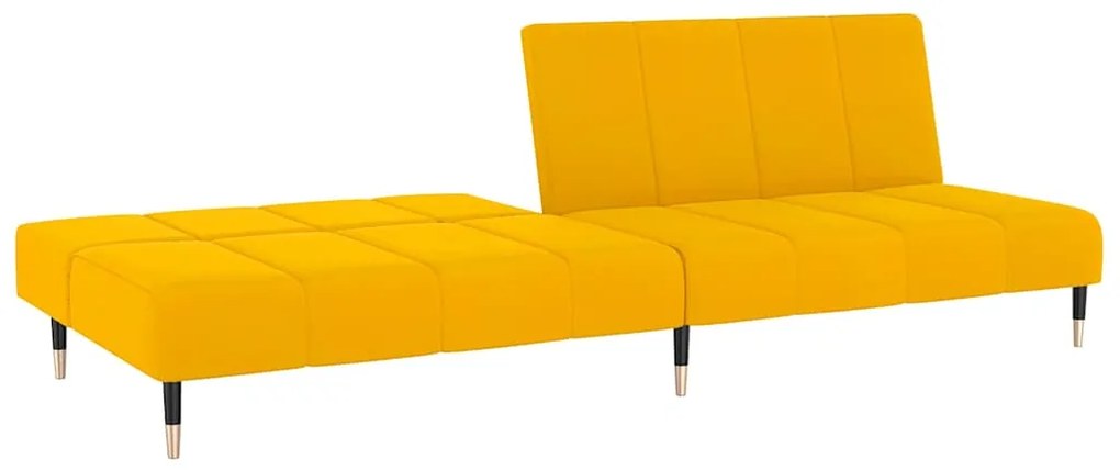 Sofá-cama de 2 lugares veludo amarelo