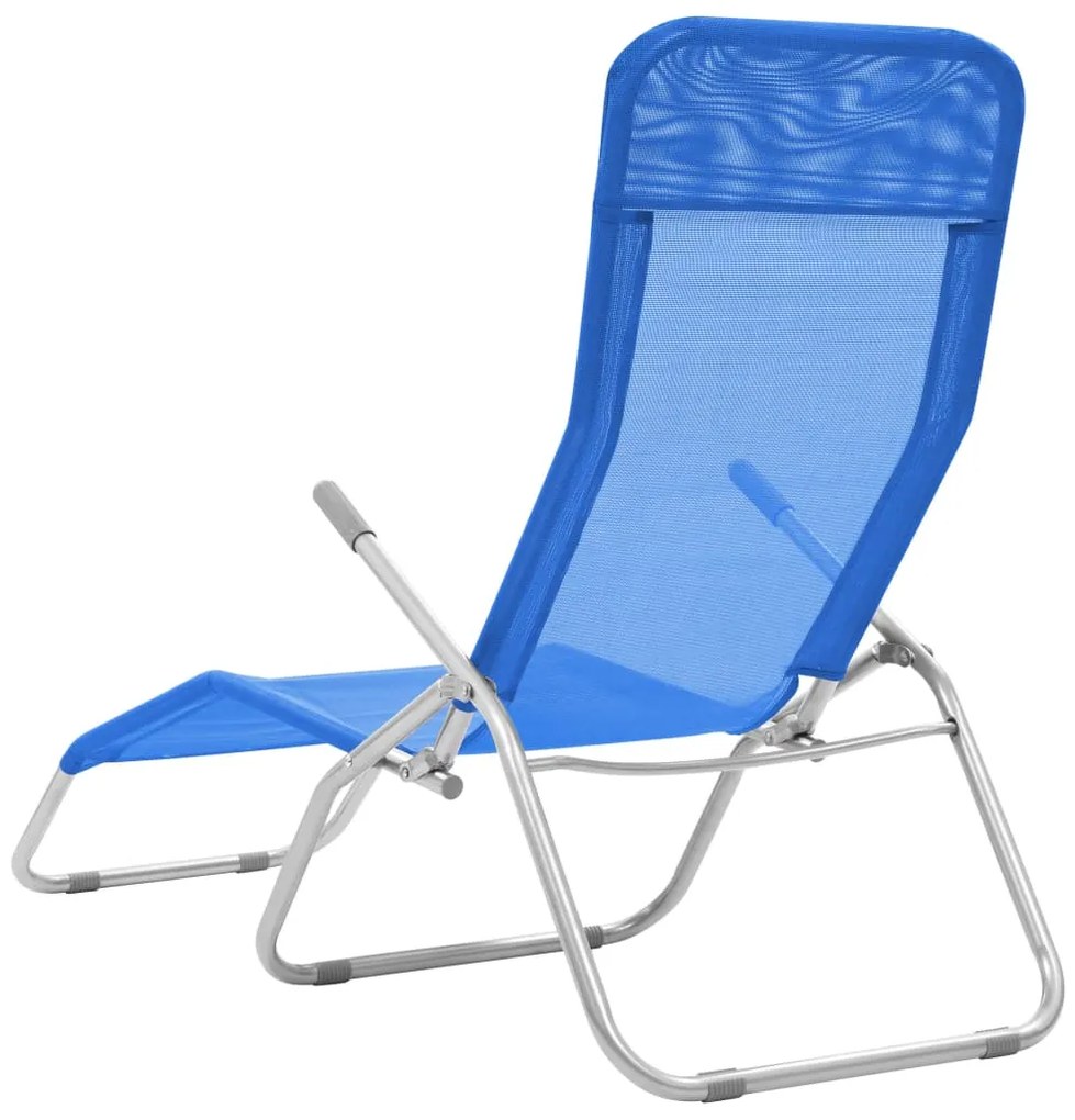 Espreguiçadeiras dobráveis 2 pcs textilene azul