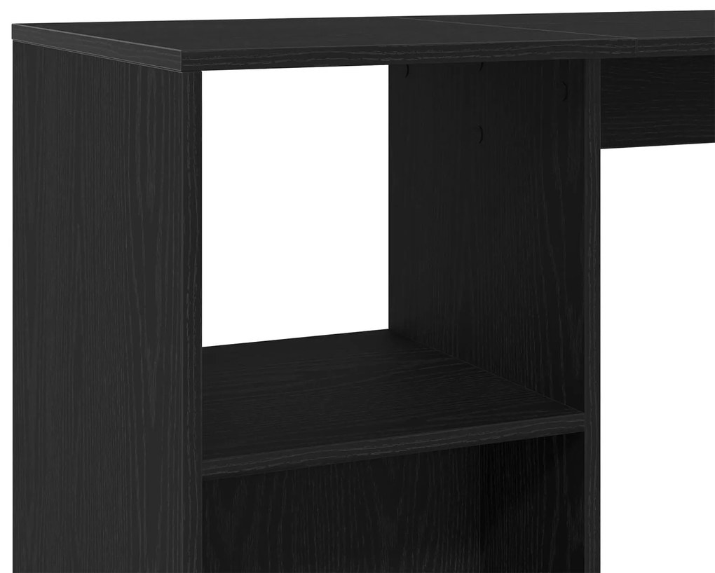 Mesa de Bar vidaXL com Prateleira Madeira de Carvalho Preta 102,5x46x1