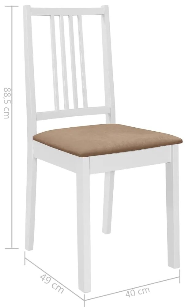Cadeiras de jantar com almofadões 2 pcs madeira maciça branco