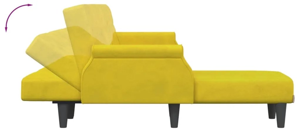 Sofá-cama em forma de L 271x140x70 cm veludo amarelo