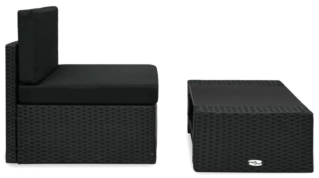 2 pcs conjunto lounge para jardim vime PE preto